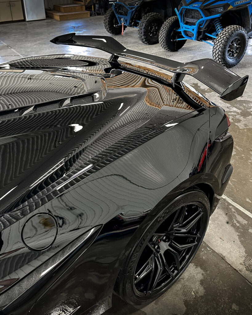 Black 2024 Chevy Corvette C8 ZO6 - Engine Bay from Outside