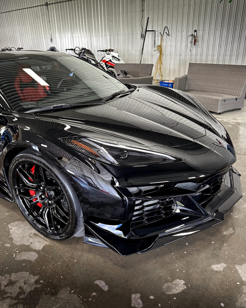Black 2024 Chevy Corvette C8 ZO6 - Front Half from Passenger Front