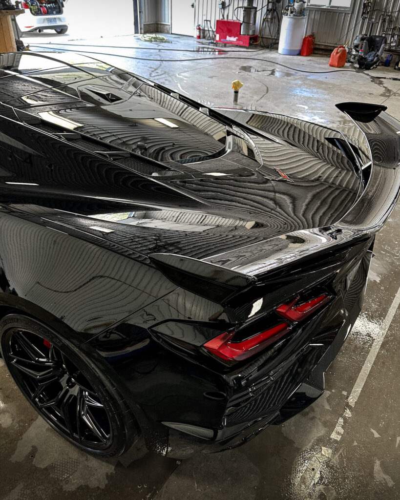 Black 2024 Chevy Corvette C8 ZO6 - Rear Driver from High