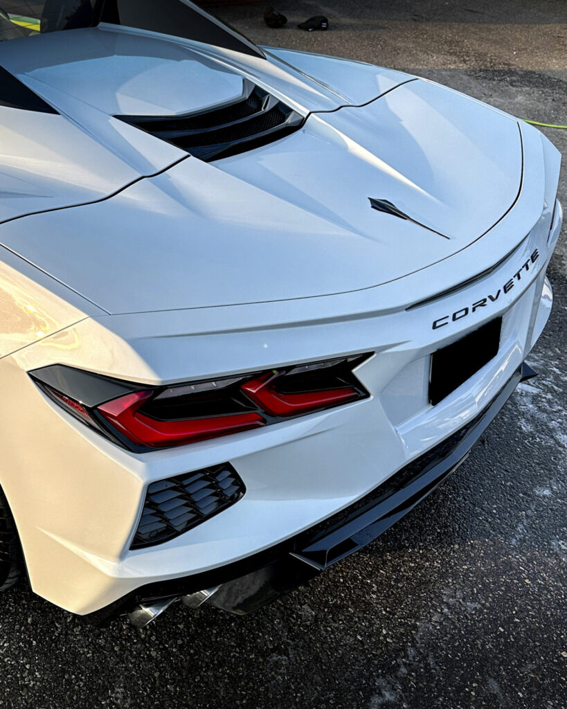 White 2024 Chevy Corvette C8 - Driver Rear Half Above